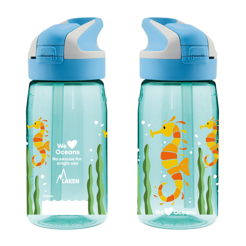 LAKEN We Love Oceans - Botella de Agua Infantil 0.45L en Tritán. Caballito