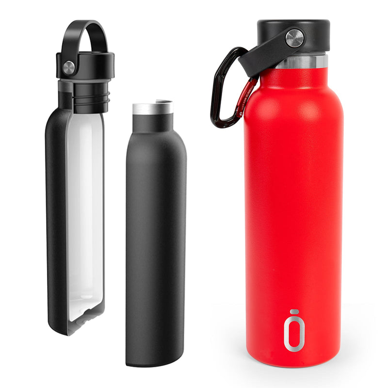 Runbott Sport - Botella Térmica de 0.6L con Doble Pared de Acero y Capa Cerámica. Rojo