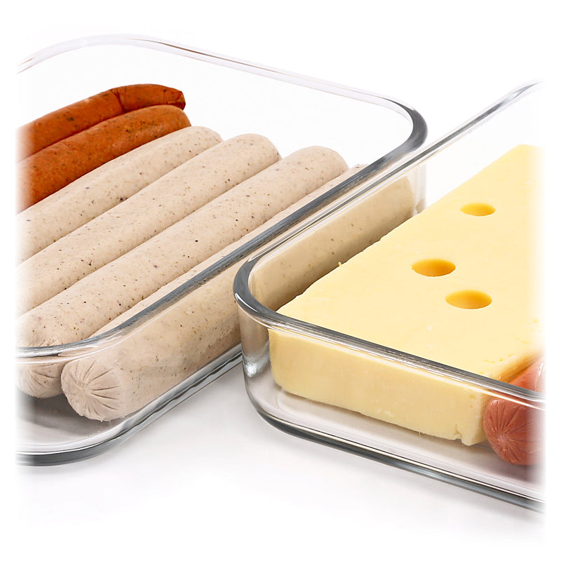 Glasslock Cheese - Recipiente Rectangular en Vidrio para Quesos y Embutidos, 1050 ml