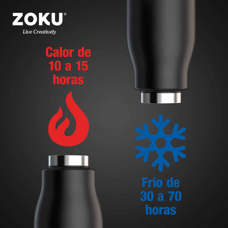 ZOKU COL - Botella Térmica de 0.75L en Acero Inoxidable de Doble Pared. Azul Claro