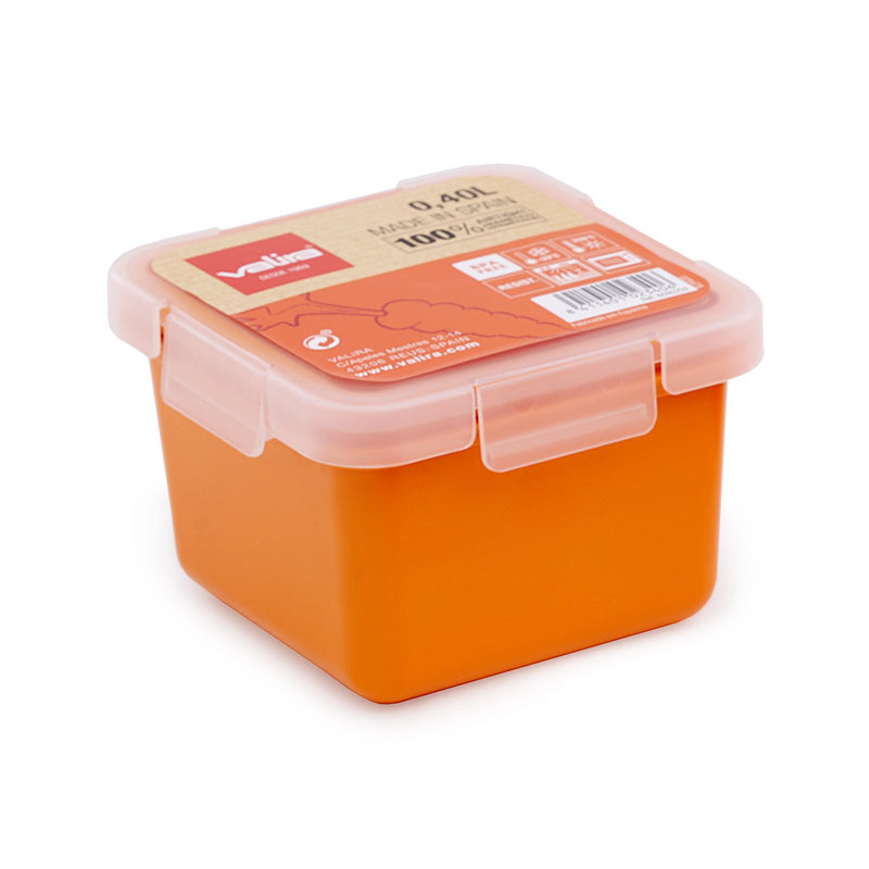 VALIRA Nomad Petit - Recipiente Cuadrado 0.4L en Plástico Cerámico PBT. Naranja
