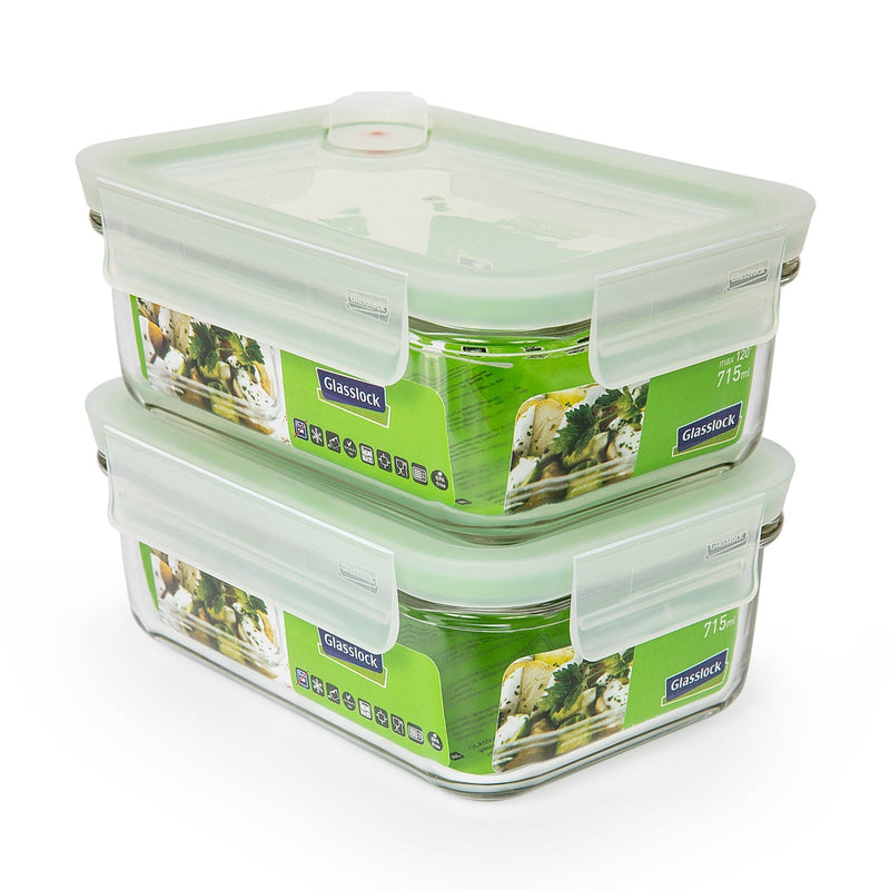 Pack 2 Recipientes Herméticos Glasslock Classic Air Microondas 715 ml