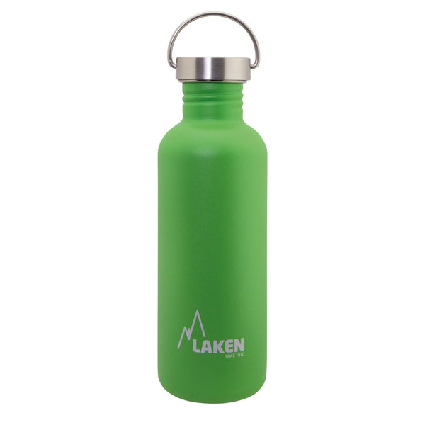 LAKEN Basic Steel Vintage - Botella de Agua 1L en Acero Inoxidable con Asa. Verde