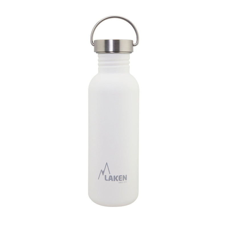 LAKEN Basic Steel Vintage - Botella de Agua 0.75L en Acero Inoxidable con Asa. Blanco