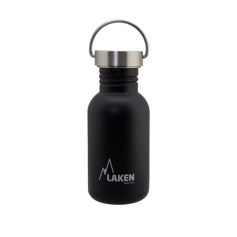 LAKEN Basic Steel Vintage - Botella de Agua 0.5L en Acero Inoxidable. Negro