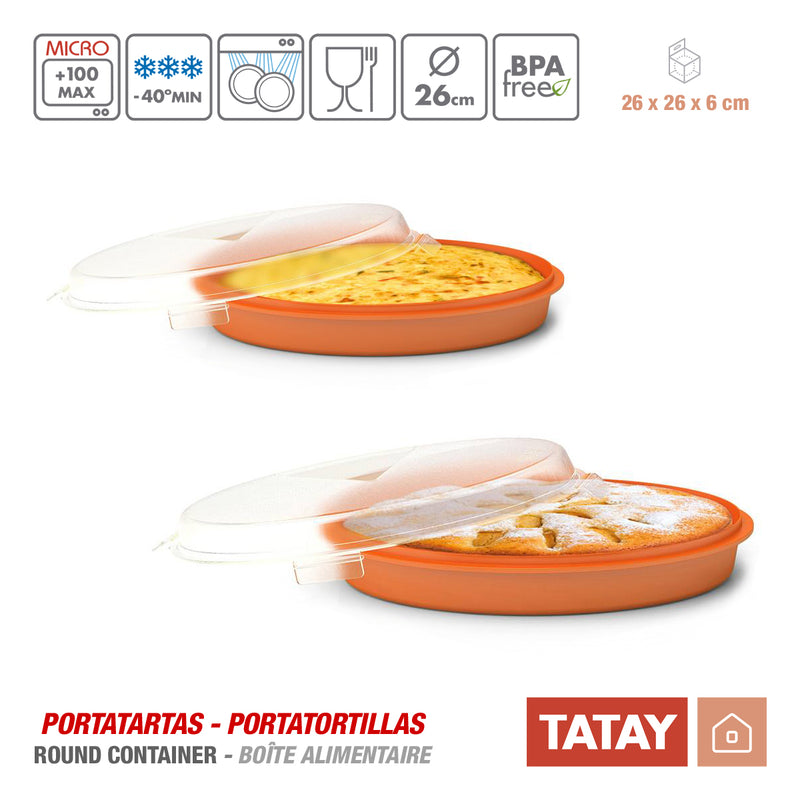 Tatay 1165109 - Recipiente Redondo de 26 cm Porta Tartas y Porta Torti