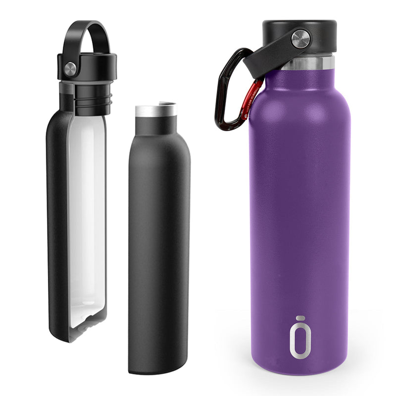 Runbott Sport - Botella Térmica de 0.6L con Doble Pared de Acero y Capa Cerámica. Violeta