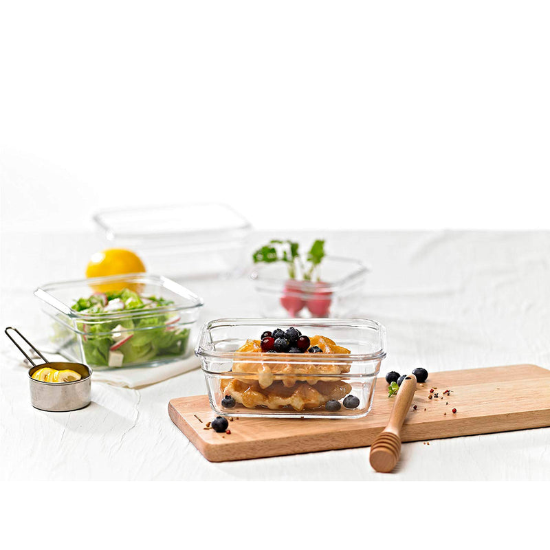Glasslock GL-529 - Set de 3 Recipientes Rectangulares Vidrio Templado Oven Safe