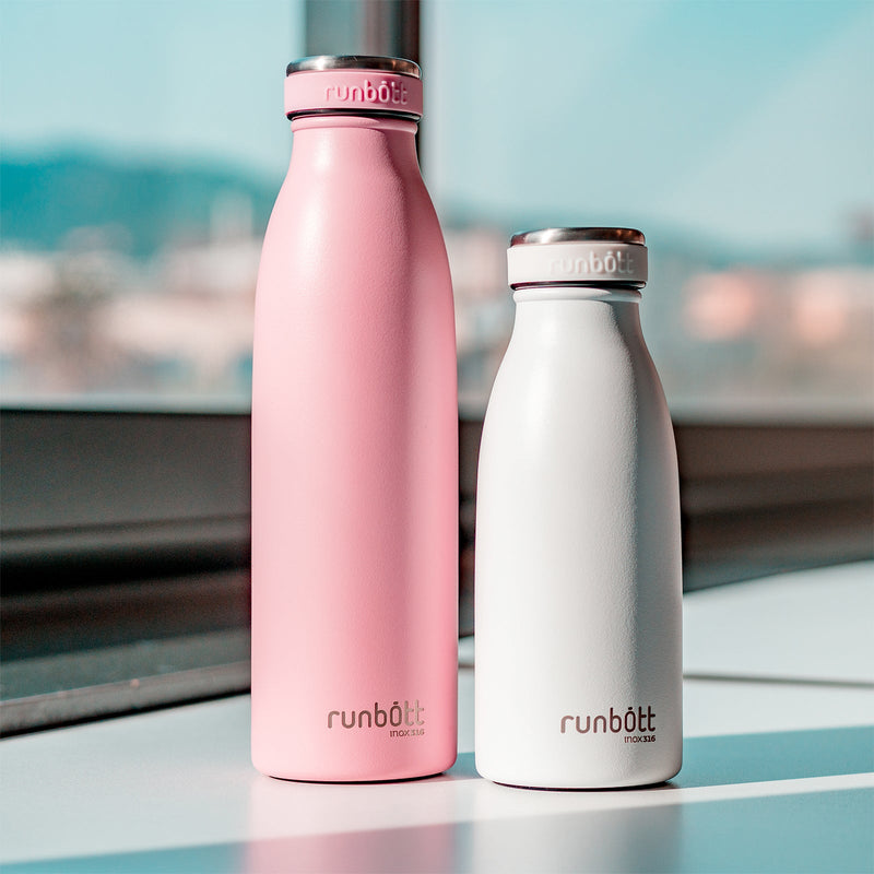 Runbott City - Botella Térmica de 0.35L en Acero Inoxidable 316 y Silicona. Blanco