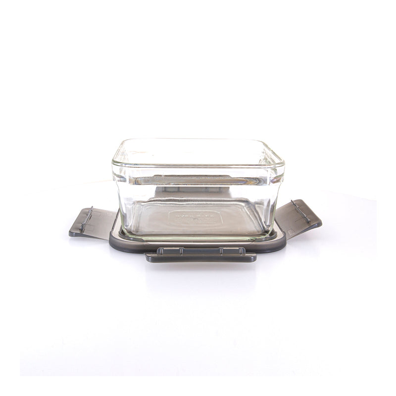 Glasslock Oven Smart - Recipiente Cuadrado en Vidrio Templado, Apto Horno, 1130 ml