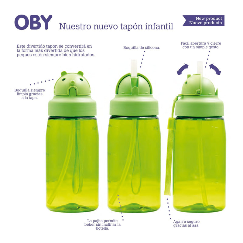 LAKEN RPOBY - Tapón Infantil OBY para Botellas de Boca Ancha. Verde