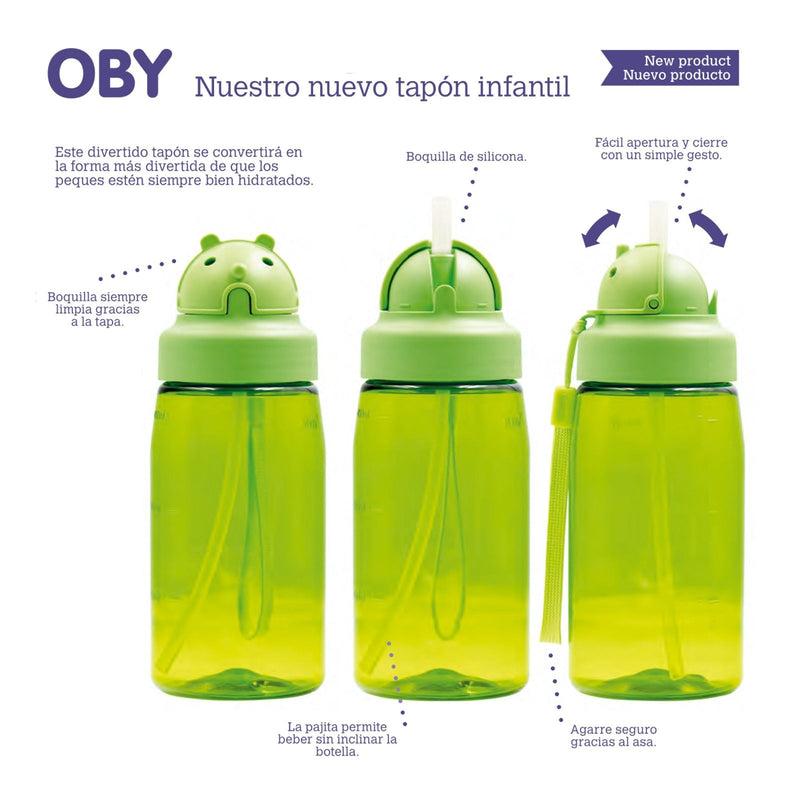 LAKEN OBY - Botella de Agua Infantil 0.45L en Tritán con Boquilla de Silicona. Ovni