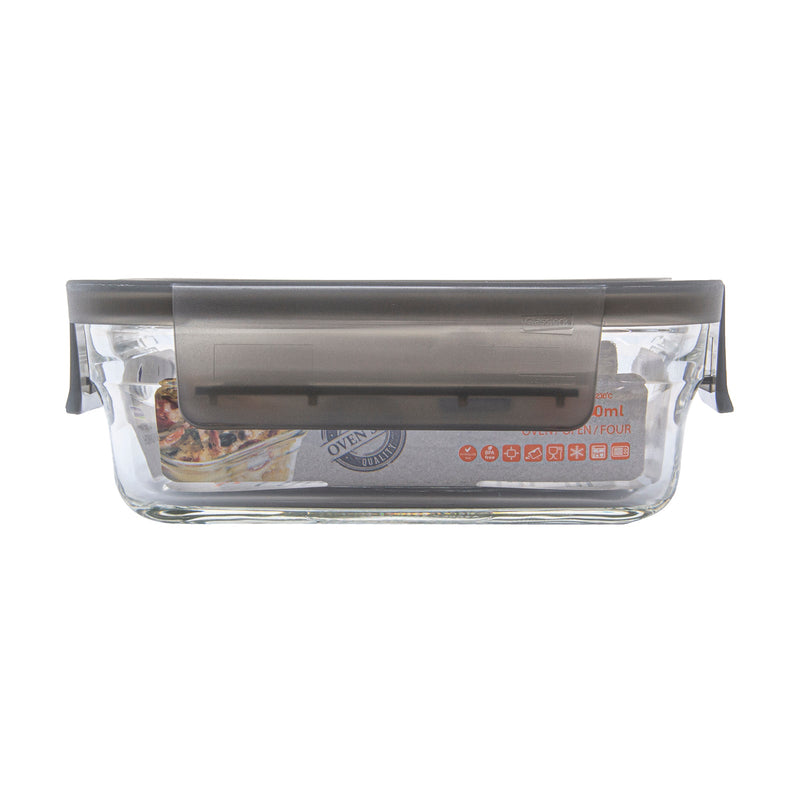 Glasslock Oven Smart - Recipiente Rectangular en Vidrio Templado, Apto Horno, 390 ml