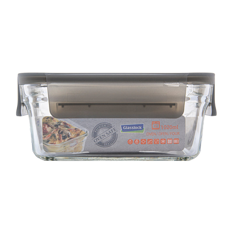 Productos Glasslock Oven Smart - Recipiente Rectangular en Vidrio Templado, Apto Horno, 1020 ml