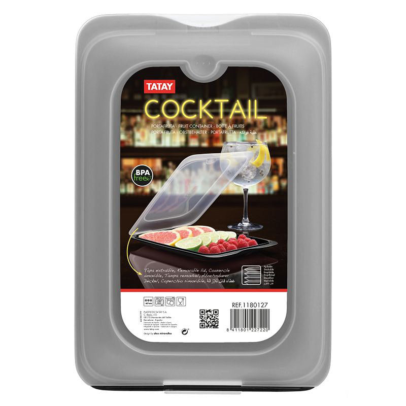 Tatay 1181627 - Set de 3 Recipientes Portafrutas Cocktail Sistema FRESH Negro