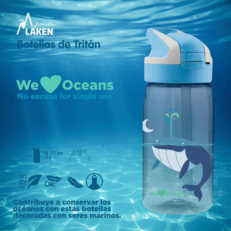 LAKEN We Love Oceans - Botella de Agua Infantil 0.45L en Tritán. Balle