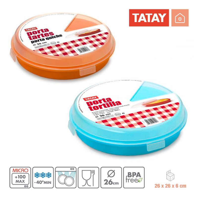 Tatay 1165009 - Contenedor Redondo de 26 cm Porta Tortillas y Porta Tartas Naranja