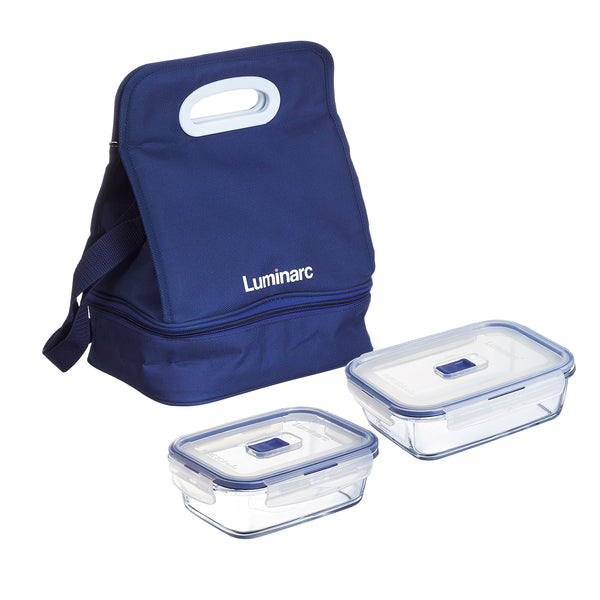 Luminarc Go Lunch - Bolsa Térmica Porta Alimentos con Recipientes de Vidrio Incluidos