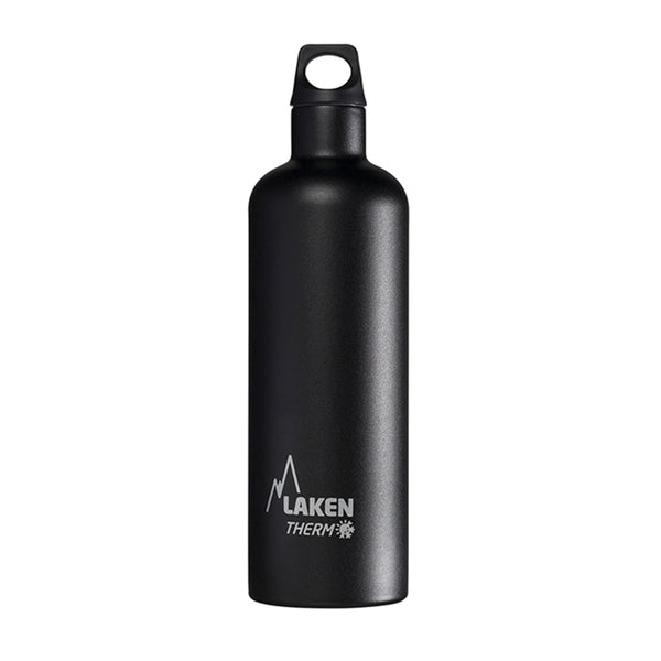 LAKEN Futura - Botella Térmica de Boca Estrecha 0.75L en Acero Inoxidable. Negro