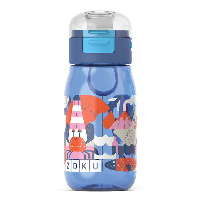ZOKU Kids Flip Gulp - Botella de Infantil 0.45L en Tritán con Tapa. Azul