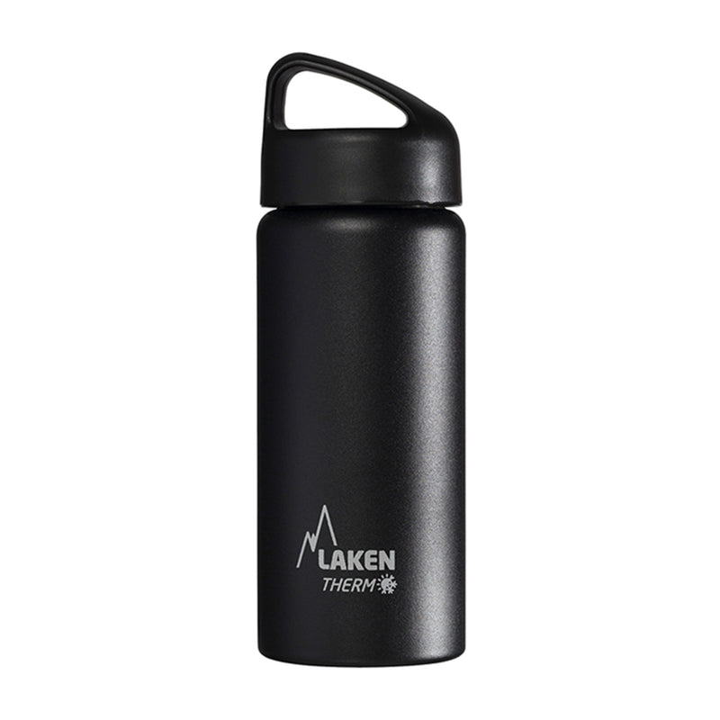 LAKEN Classic - Botella Térmica de Boca Ancha 0.5L en Acero Inoxidable. Negro