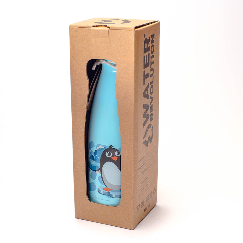 Water Revolution - Botella Térmica Infantil de Acero Inoxidable 350 ml. Kids Pinguinos