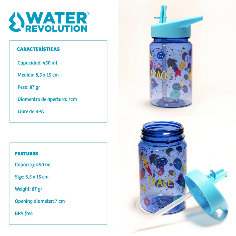 Water Revolution - Botella Infantil de Tritán 450 ml, Kids Animales