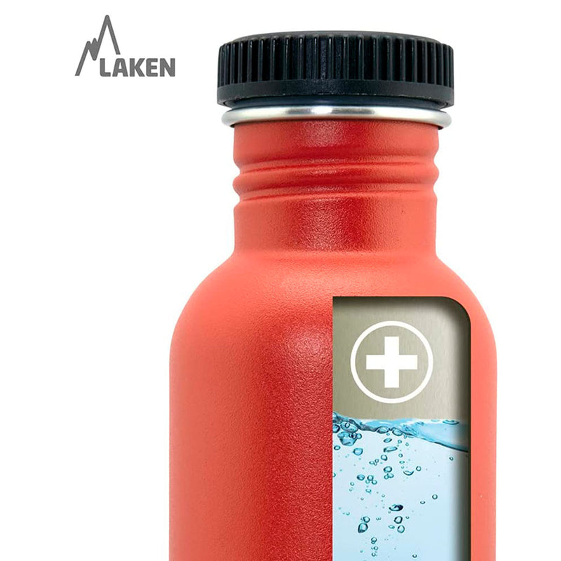LAKEN Basic Steel - Botella de Agua 1L en Acero Inoxidable. Rojo