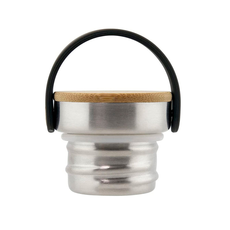 LAKEN Basic Steel Bambú - Botella de Agua 0.35L en Acero Inoxidable con Asa. Azul