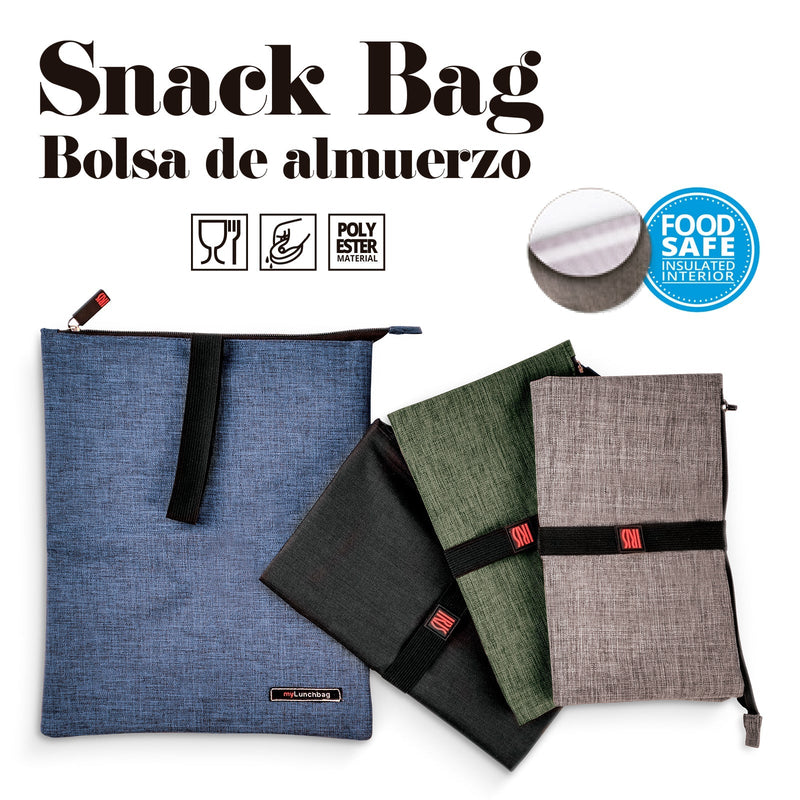 IRIS Snack Bag - Bolsa Porta Alimentos con Cierre de Cremallera, Negro